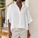 F&E Rosie Short-Sleeve Button Up- white