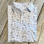 NM Hand Drawn Icons Polo-white & gold