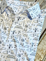 NM Hand Drawn Icons Polo-white & gold
