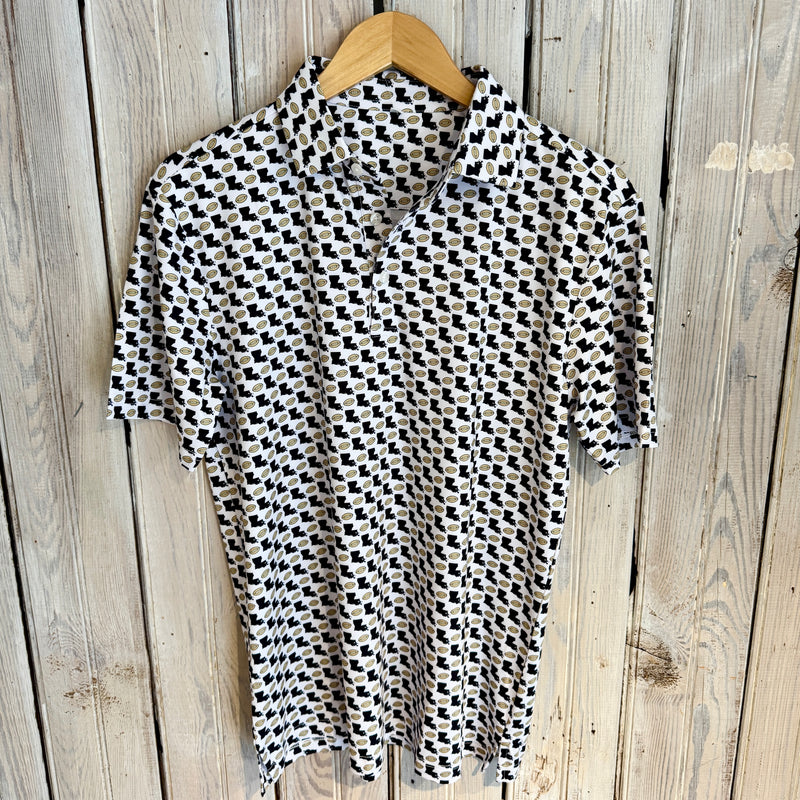 NM Louisiana Football Icon Polo-white