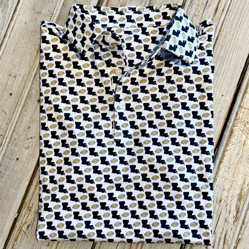 NM Louisiana Football Icon Polo-white