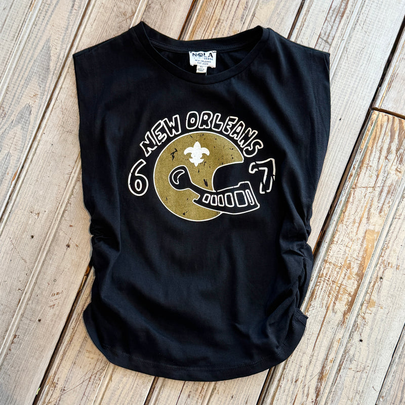 67 Helmet Ruched Tank-black