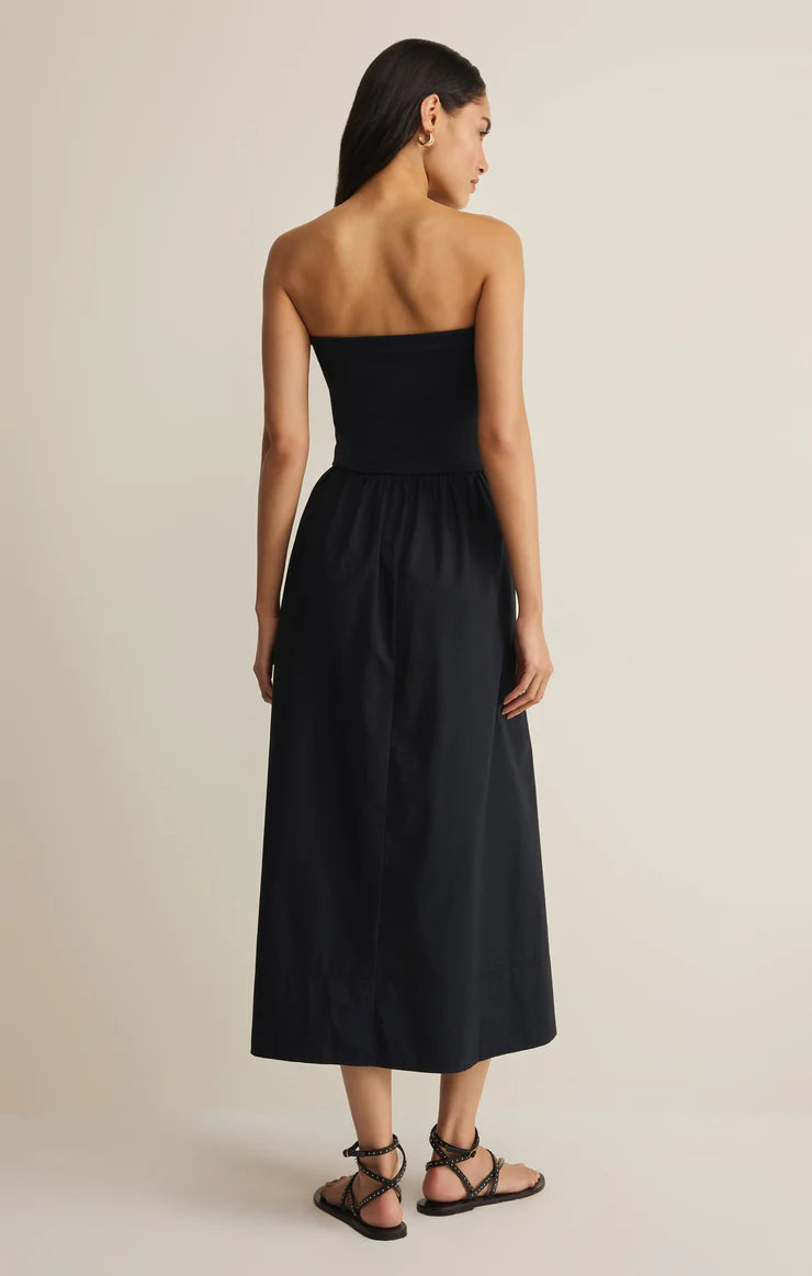 silk strapless midi dress Z Supply Women's Sunsought Strapless Midi Dress, Black