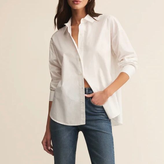 Z Supply Elevated Poplin Button Up- white