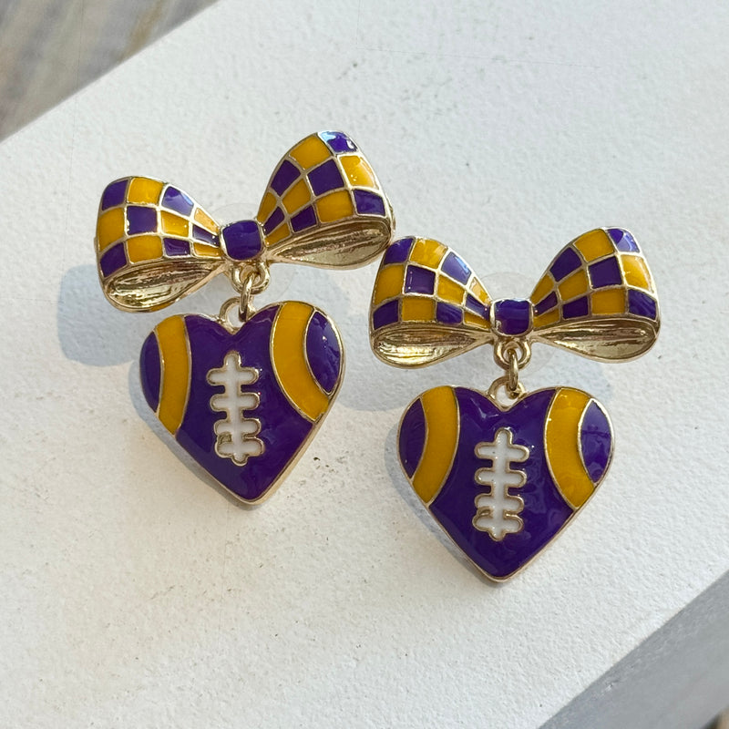 NM Ribbon & Heart Earring-purple & gold