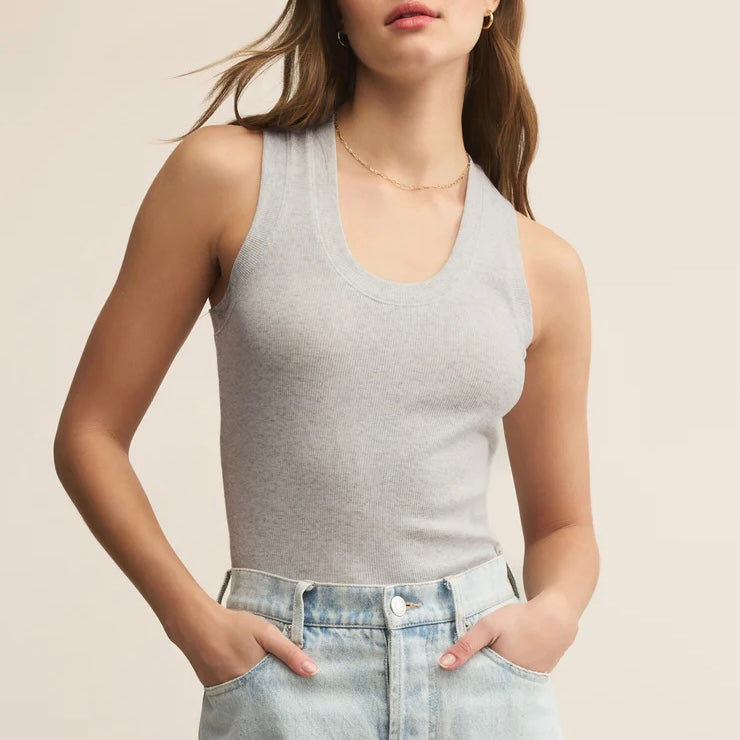 Z Supply Sirena Rib Tank- light hea grey