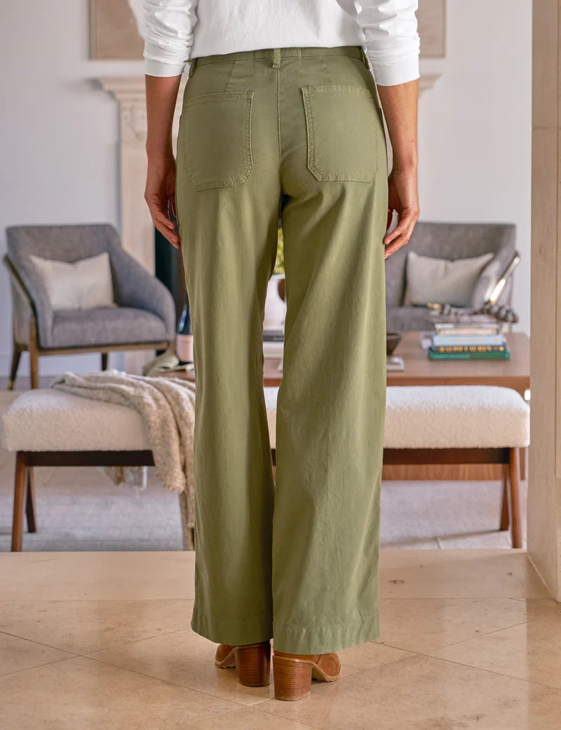 F&E Limerick Wide Leg Pant- olive