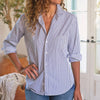 F&E Eileen Button Up- white/navy stripe