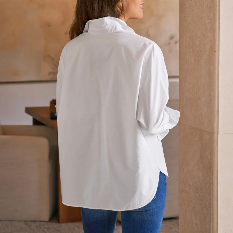 F&E Oona Button Up- white superluxe