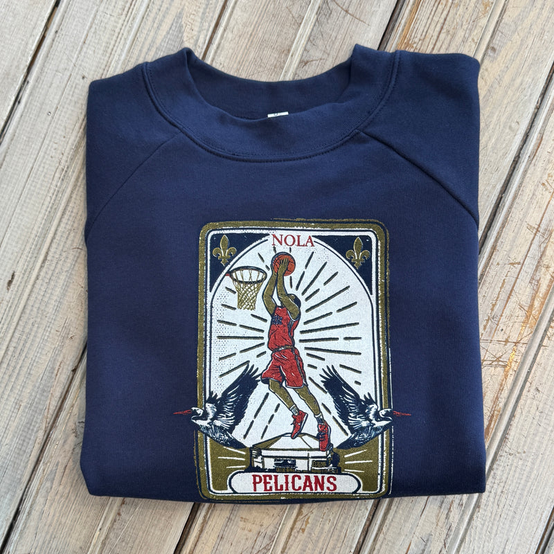 Pelicans Tarot Crop Sweatshirt-navy