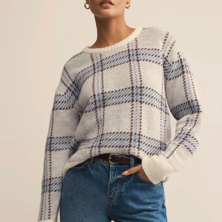 Z Supply Junction Plaid Sweater- nat