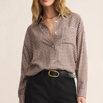 Z Supply River Plaid Button Up- choc cherry