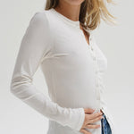 LNA Felice Ribbed Cardigan- off white