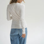 LNA Felice Ribbed Cardigan- off white