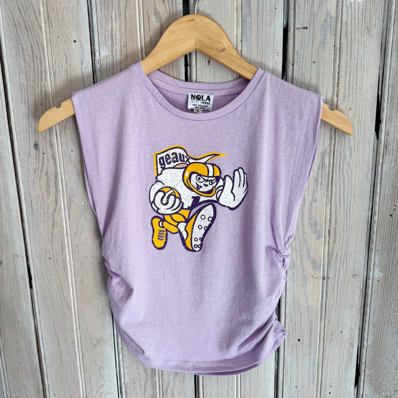 Retro Geaux Ruched Tank-lavender