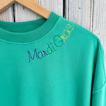 Mardi Gras Embroidered Sweatshirt-green