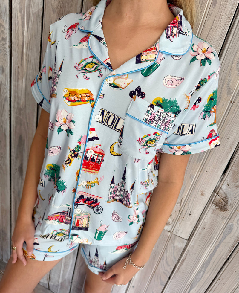 NM Nola Icons PJ Short Set-light blue