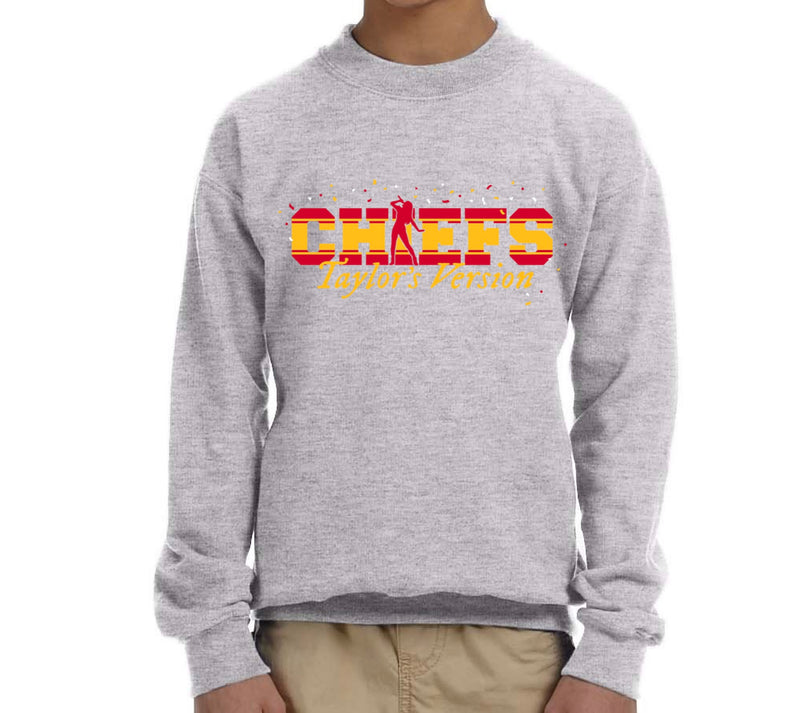 Chiefs Taylor's Version Kids Sweatshirt-hea grey