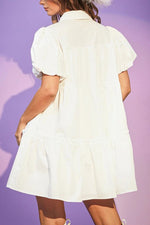 Mardi Gras Crown Ruffle Dress-white