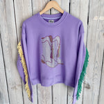 Adult Rhinestone Boots Fringe Sweatshirt