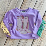 Kids Rhinestone Boots Fringe Sweatshirt