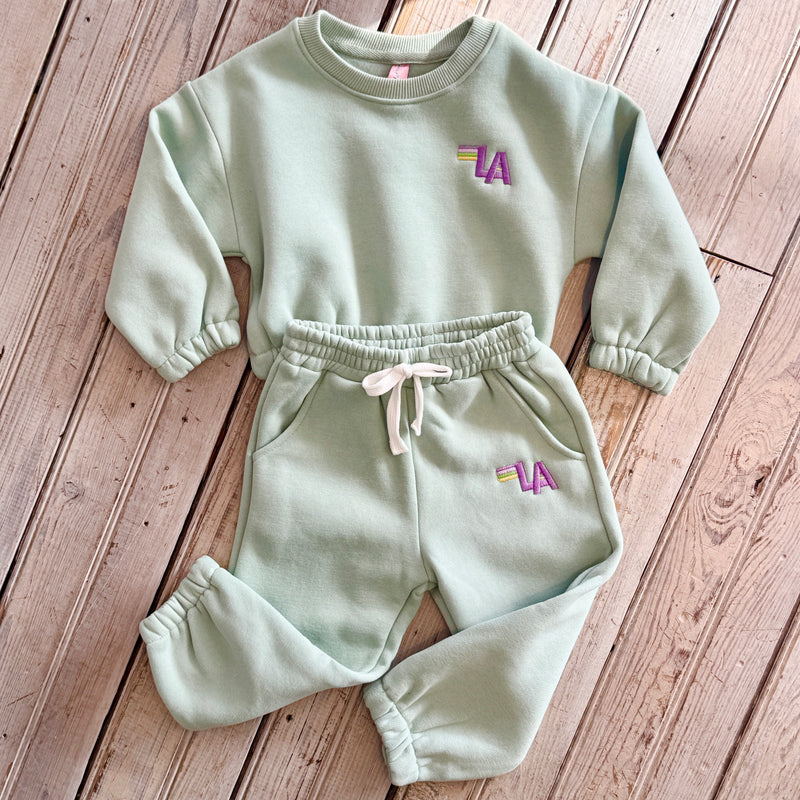 Kids MG LA Nation Embroidered Sweatsuit-green