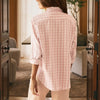 F&E Eileen Button Up- pink, white, grey
