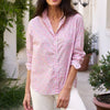 F&E Eileen Relaxed Button Up-pink flowers