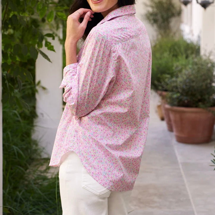 F&E Eileen Relaxed Button Up-pink flowers