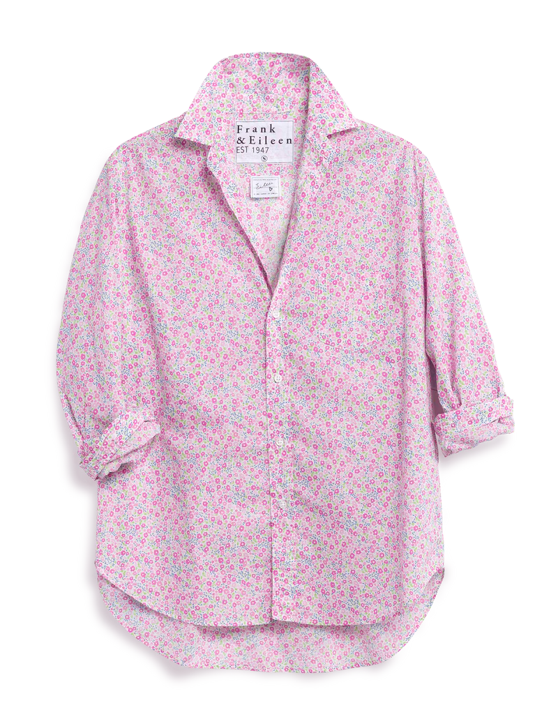 F&E Eileen Relaxed Button Up-pink flowers