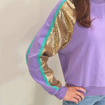 Lavender Mardi Sweatshirt with Gold Sequins