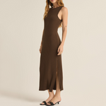 Z Supply Raewyn Rib Dress-dark chocolate