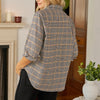 F&E Eileen Button Up- camel/blk plaid