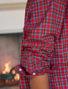 F&E Eileen Button Up- multi red plaid