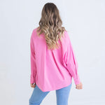 Karlie Solid Poplin Oversized Button Down-pink