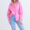 Karlie Solid Poplin Oversized Button Down-pink