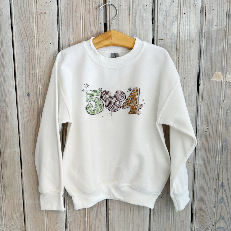 504 Mickey Kids Rhinestone Sweatshirt-white