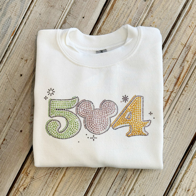 504 Mickey Kids Rhinestone Sweatshirt-white