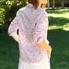F&E Eileen Button Up- blue pink flower
