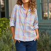 F&E Eileen Button Up-blue/orange plaid