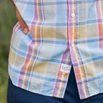 F&E Eileen Button Up-blue/orange plaid