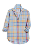 F&E Eileen Button Up-blue/orange plaid