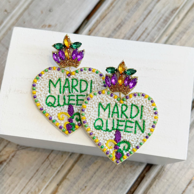 Mardi Queen Heart Earring
