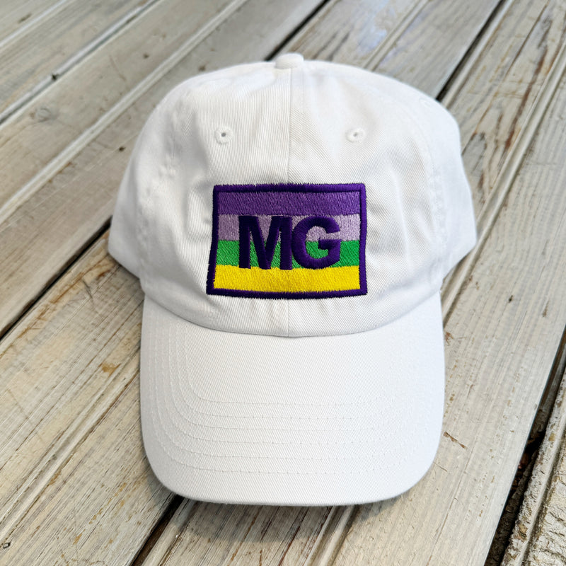 Mardi Gras Stripe MG Hat-white