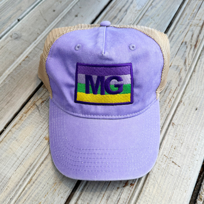 Mardi Gras Stripe MG Trucker Hat-lavender