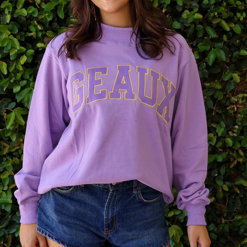 GEAUX Varsity Mockneck Sweatshirt-lavender – jeantherapy