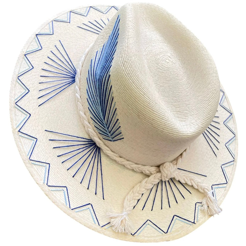 Chisme Vallarta Fine Palm Hat- blue