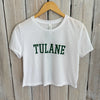 JT x Tulane Varsity Crop Top-white