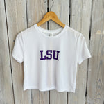 JT x LSU Varsity Crop Top-white