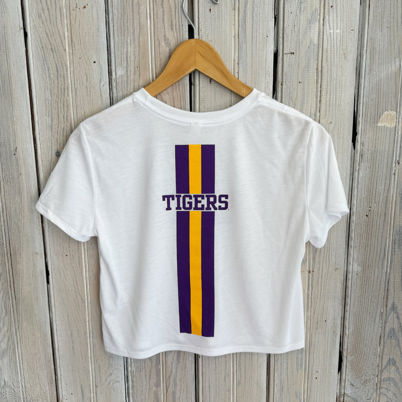 JT x LSU Varsity Crop Top-white